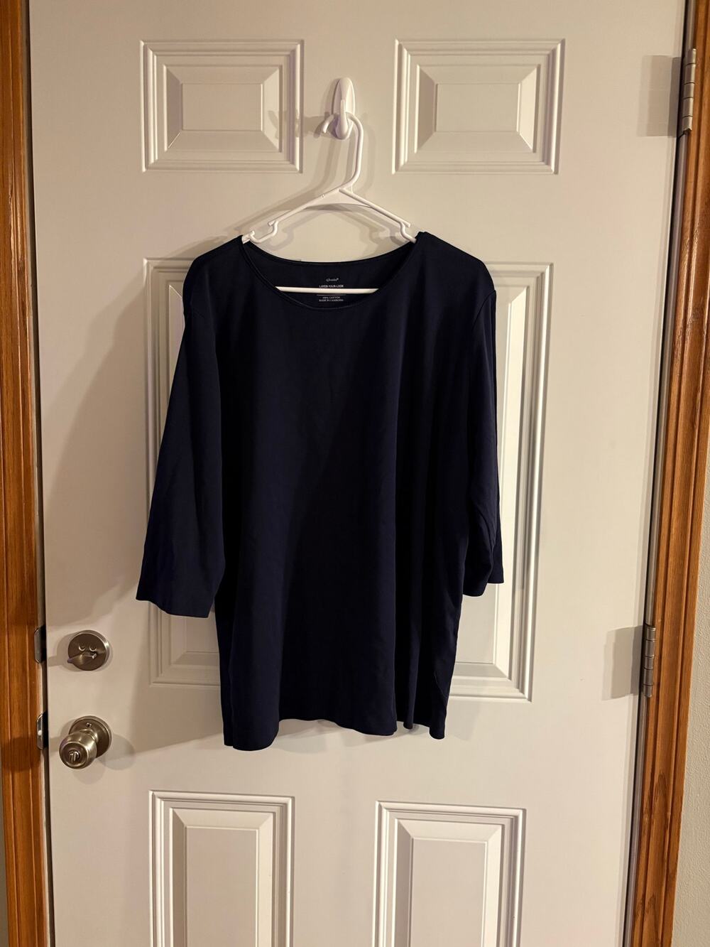 CJ Banks Navy Blue 3/4 Sleeve Tshirt 100% Cotton Size 3X